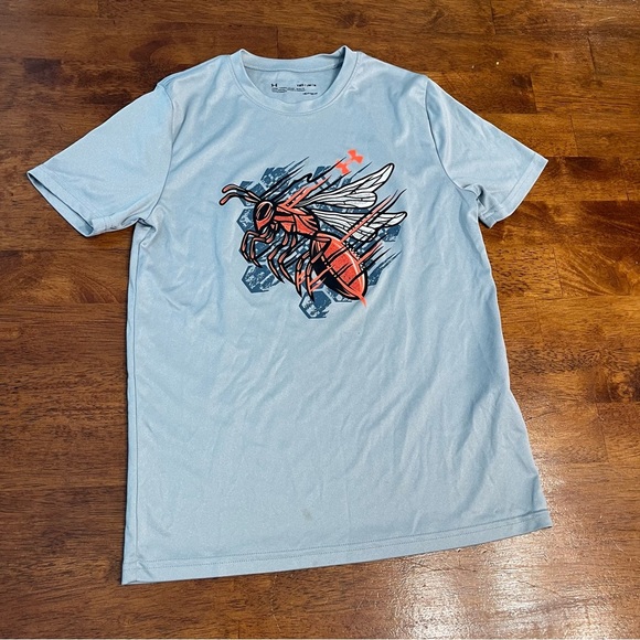 Under Armour boys Sky Blue Orange Graphic Tee hornet wasp size YMD - Picture 1 of 3